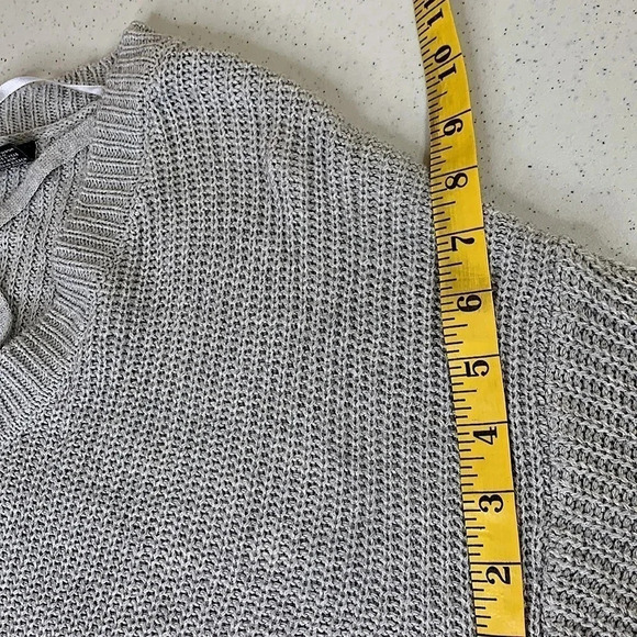 FREE FOR ALL Women's Cable Knit Sweater Chunky Pullover Oversized Size S Gray - Picture 8 of 12